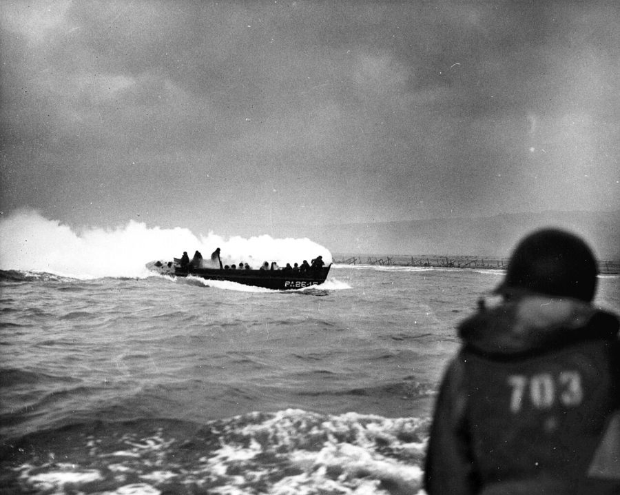 Landing craft approaching Omaha
